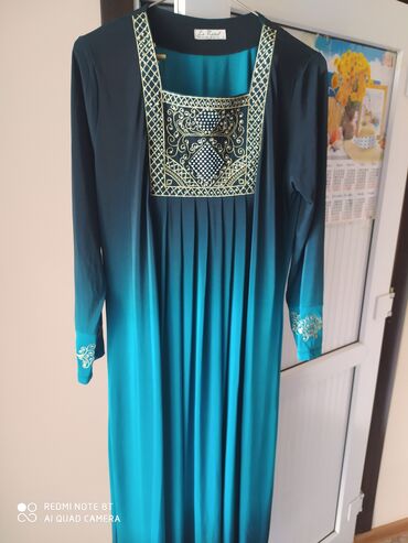 Платья: Вечернее платье, Классическое, Длинная модель, С рукавами, 2XL (EU 44)
