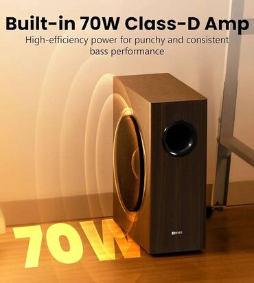 Dinamiklər və kolonkalar: Edifier  T5s / Black Powered Active Subwoofer ✨ 8 düymlük uzun atışlı — 4
