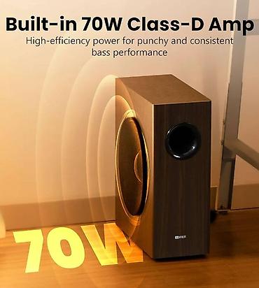 Dinamiklər və kolonkalar: Edifier  T5s / Brown Powered Active Subwoofer ✨ 8 düymlük uzun — 2