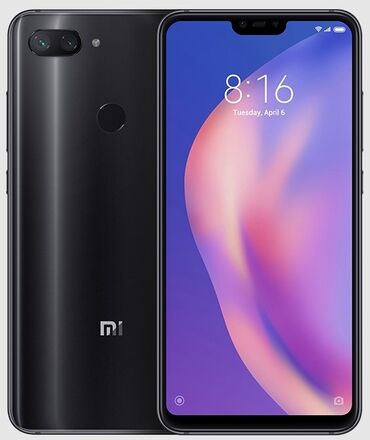xiaomi mi s: Xiaomi Mi 8 Lite, 64 ГБ, цвет - Черный, 
 Отпечаток пальца, Две SIM карты, Face ID