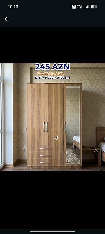 3 qapılı paltar dolabı Ölçülər: Dərinlik 47 sm × Hündürlük 200 sm × lalafo.az -da 3 qapılı paltar dolabı Ölçülər: Dərinlik 47 sm × Hündürlük 200 sm ×