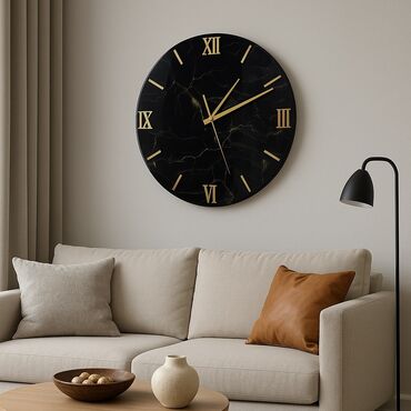 Часы для дома: Настенные часы ручной работы на заказ в стиле «черный мрамор» с — 11