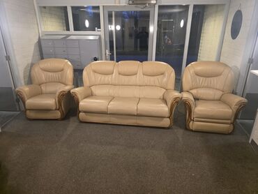 Stilske garniture: Kožna garnitura za dnevni boravak – komplet 1 - Sastav: trosed sa tri — 5