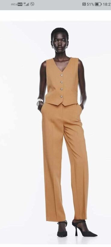 kompleti sako i pantalone: Zara, S (EU 36), Jednobojni, bоја - Narandžasta