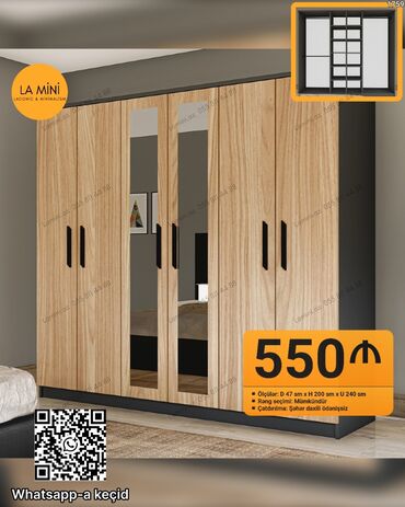 Divanlar: Açılan, 6 qapı Düz dolab, Qarderob, paltar dolabı