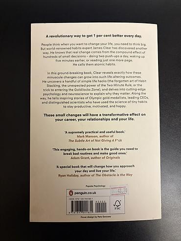 Digər kitablar və jurnallar: Məhsul: Kitab – “Atomic Habits” Təp Təzədir heç oxunmayıb maraqlanan — 2