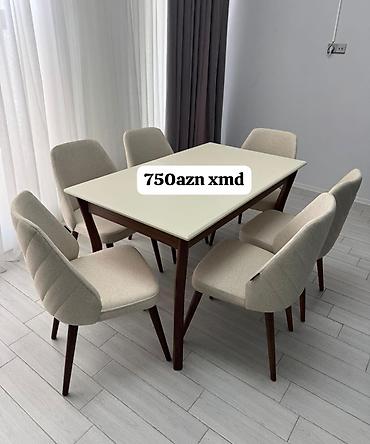 dolab ofis: Yemək otağı üçün dəst – masa və 6 ədəd stul - Masa: düzbucaqlı — 1