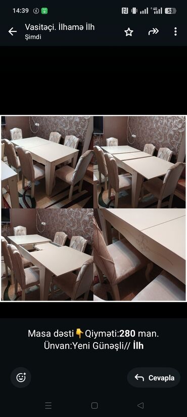 ucuz qab qacaqlar: Masa dəsti👇Qiyməti:*280* man. Ünvan:Yeni Günəşli// *İlh*