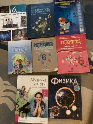 knjige: Udžbenici za osnovnu školu 6. razred: Fizika Srpski Muzičko Matematika