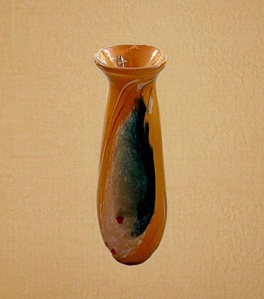 вазы из богемского стекла: Ваза (Румыния) из выдувного стекла. Ручная работа, диаметр 16