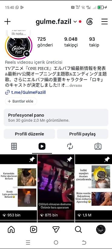онлайн работа для русскоязычных: Xidmət: Instagram Reels üçün kontent istehsalı və səhifə idarəetməsi — 1