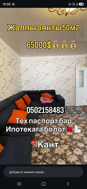 продаю квартиру в кара балте: 2 комнаты, 50 м², 106 серия улучшенная, 1 этаж, Свежий ремонт — 2