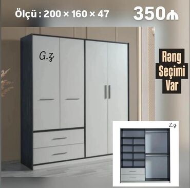 Dolablar: Açılan, 4 qapılı Düz dolab, Qarderob, paltar dolabı