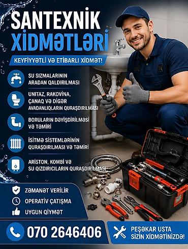 Сантехнические работы: Santexnik xidmətləri – keyfiyyətli və etibarlı işlər Görülən işlər: - — 1