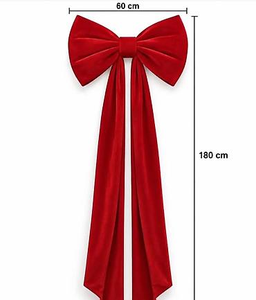 novogodisnja zavesa: Velika Crvena Mašna – 180cm Unesite prazničnu eleganciju u svoj dom — 3