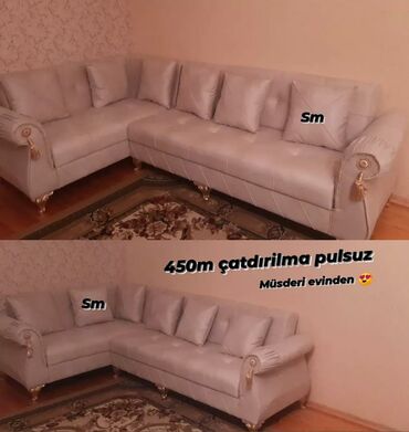 Sifarişlə divanlar: Künc divan, Qonaq otağı üçün, Bazasız, Açılmayan