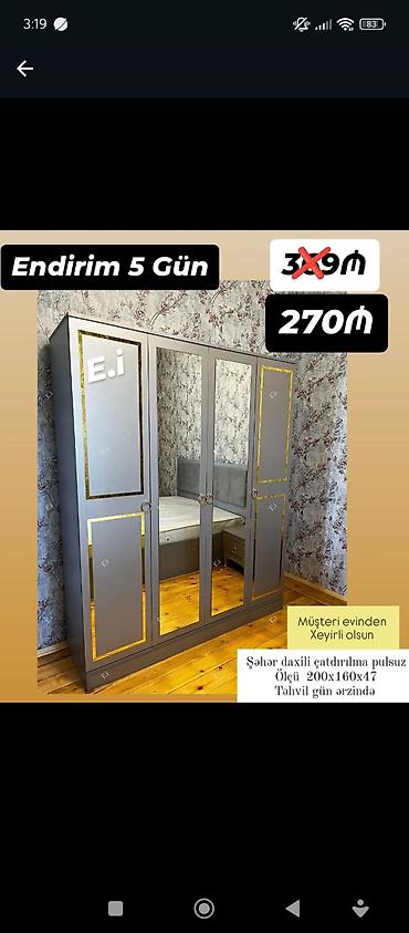 qapi demir qapi seyf qapi: Yeni, 4 qapılı, Güzgülü, Taxta, Açılan, Düz dolab — 8