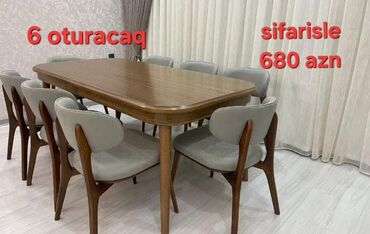 мебель для гостиной: Kvadrat masa, Qonaq otağı üçün, 6 nəfər, Açılan