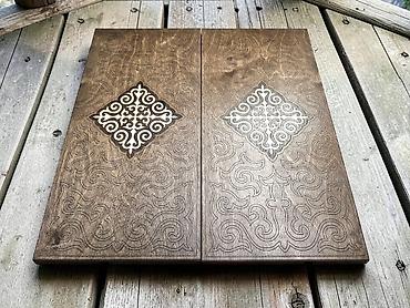 шкатулки нарды: Нарды КГ8 из дерева с резным орнаментом - Материал: натуральное — 6