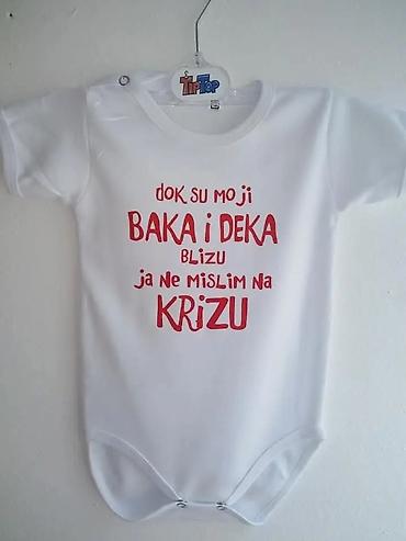 Bodiji i zeke za bebe: Bebi bodiji sa šaljivim natpisima – kratki rukavi Mere 56-62 dvobroj — 9