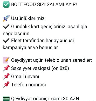 Tikinti ixtisasları: BOLT FOOD Vakansiyaları buyurun əlaqə saxla bilərsiz kim işləmək