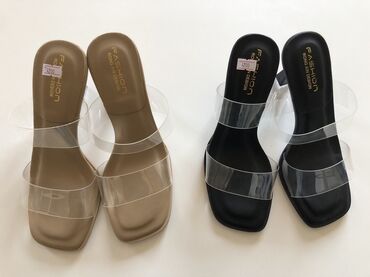 Сабо: Женские мюли на каблуке Fashion Rong Xin Design. - Два цвета: бежевый
