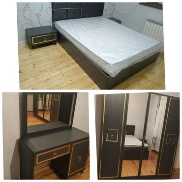 Двуспальная кровать, Трюмо, Шкаф, 2 тумбы, Б/у