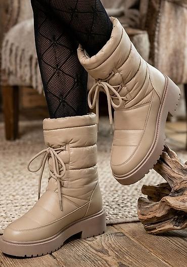 inuikii boots: Ženske zimske čizme – bež - Topao, punjen gornjište sa prošivima za — 1