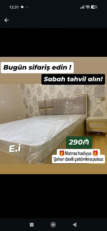 Yataq dəsti – yumşaq başlıqla birgə - Rəng: açıq bej/krem tonları