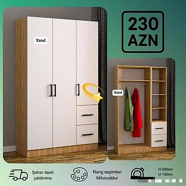 Ev üçün mebel: 3 qapılı paltar şkafı - Ölçülər: Hündürlük 200 sm, En 120 sm - — 1