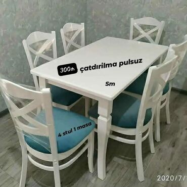 telefon masası: Mətbəx üçün, İşlənmiş, Açılmayan, Dördbucaq masa, 4 stul, Azərbaycan