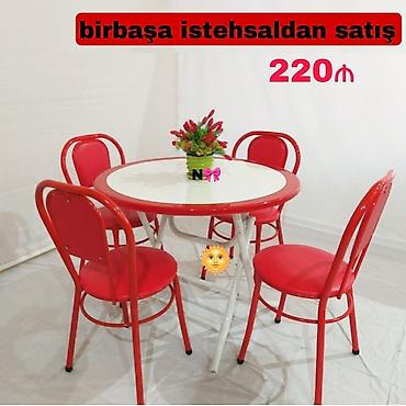 metbex olculeri: Mətbəx üçün, Yeni, Açılmayan, Yumru masa, 4 stul — 1