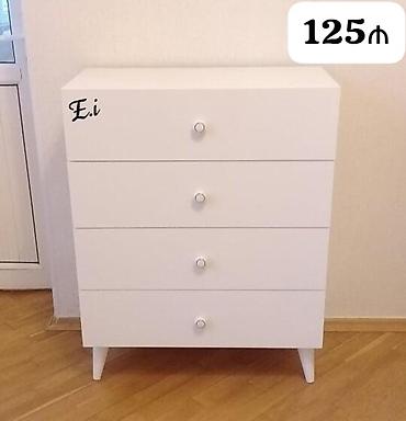 белый рабочий стол: Ağ rəngli 4 çekmecəli komod - Minimalist dizayn, hamar səth və — 1