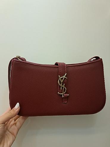 Çantalar: Qadın çiyin çantası – bordo rəng - Material: xırda naxışlı (taxıllı) — 2