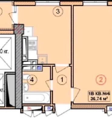 building: 1 комната, 36 м², Асанбай мкр Элитка, 3 этаж, ПСО (под самоотделку) — 3