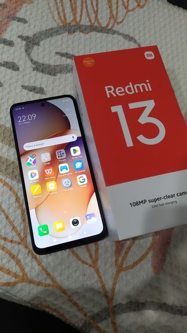 телефон сум: Redmi, Redmi 13, Б/у, 256 ГБ, цвет - Черный, 2 SIM