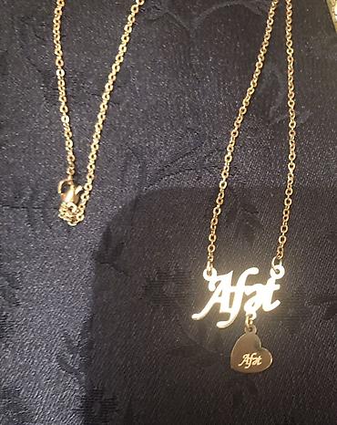 Boyunbağılar: Qızılı rəngli ad yazılı boyunbağı — “Afət” - Material: Stainless — 4