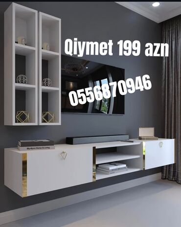 qonaq otağı stolu: Yeni, Düz TV altlığı, Polkalı, Laminat, Azərbaycan