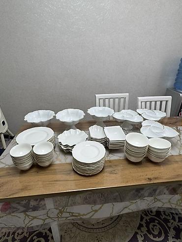 соус: Набор столовой посуды из белого фарфора, классический дизайн с — 1