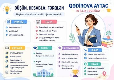 Услуги: Репетитор, Физика, Азербайджанский, Подготовка абитуриентов — 4