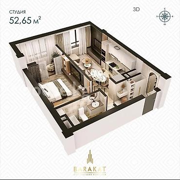rayan: 2 комнаты, 52 м², Кок-Жар мкр Элитка, 11 этаж, ПСО (под самоотделку) — 3
