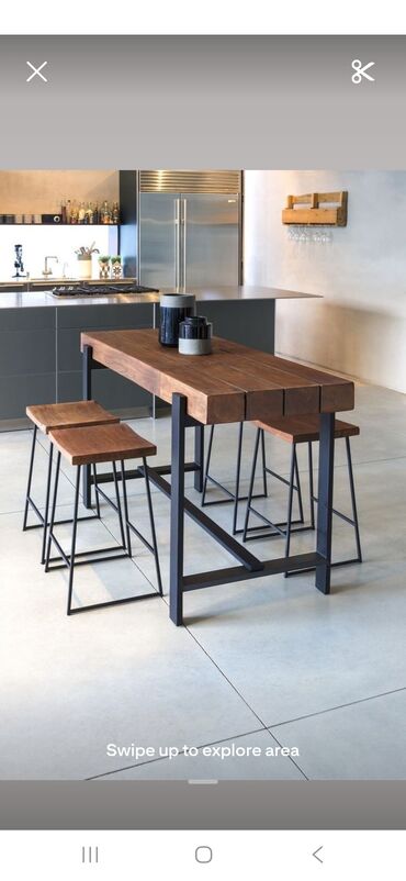 Taburetlər: Sənaye üslubunda bar tabureləri - Oturacaq: təbii ağacdan, yumru — 5