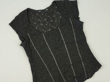 czarne bluzki krótki rękaw obcisła: Women's blouse, size S (EU 36)