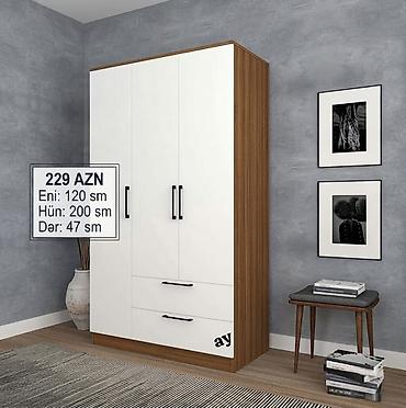 Üç qapılı paltar şkafı – müasir dizayn - Ölçülər: eni 120 sm