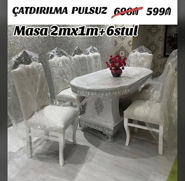 zerif cay: Qonaq otağı üçün, Yeni, Açılmayan, Oval masa, 6 stul — 1
