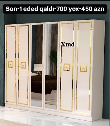 2107 qapi: Ağ rəngli, qızılı detallar ilə klassik dizaynlı böyük paltar dolabı — 1