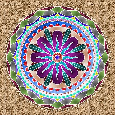 Şəkillər, tablolar: Rəngli mandala divar sənəti – 4 ədəd rəqəmsal illüstrasiya dəsti — 7