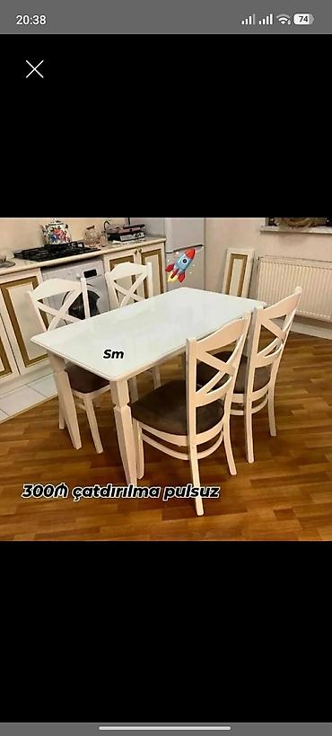 Ağ yemək masası dəsti – 4 stul ilə - Dizayn: klassik ağ rəngdə, x lalafo.az -da Ağ yemək masası dəsti – 4 stul ilə - Dizayn: klassik ağ rəngdə, x