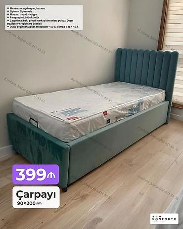 Ev və bağ: Tək nəfərlik çarpayı – 90×200 sm - Model: başlıqlı, bazasız — 1