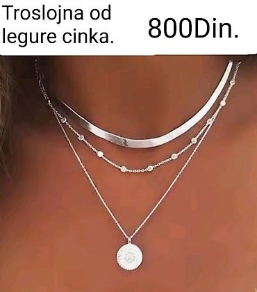 nakit stradivarius: PRELEPA TROSLOJNA OGRLICA OD LEGURE CINKA — 1